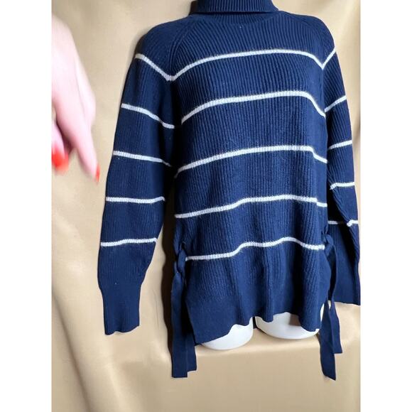 Rebecca Taylor Blue Striped Turtleneck Sweater S - Picture 11 of 14